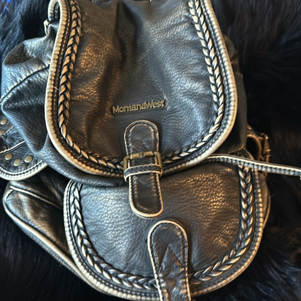 MontanaWest Backpack purse. Brown & Gold Color. - Picture 7 of 8